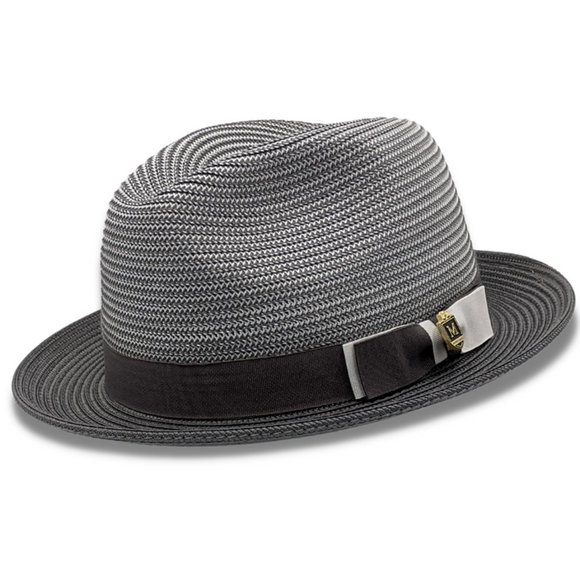 MONTIQUEBLACKBraided Two Tone Stingy Brim Pinch Fedora H-68